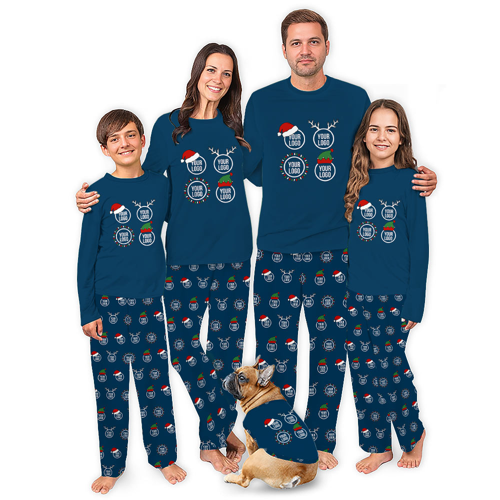 Custom Logo Christmas Pajamas Matching Family With Dogs