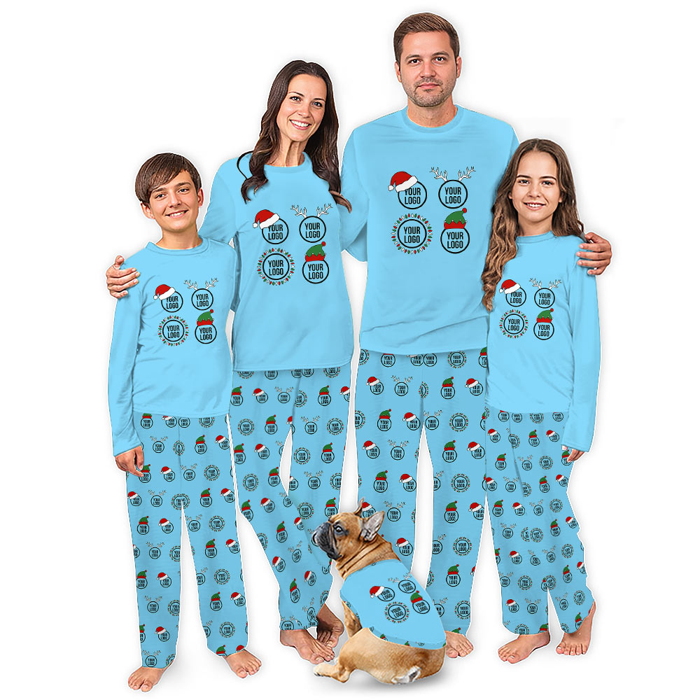 Custom Logo Christmas Pajamas Matching Family With Dogs