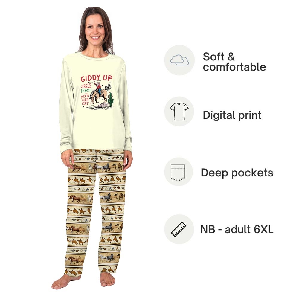Giddy Up Western Cowboy Plus Size Family Christmas Pajamas