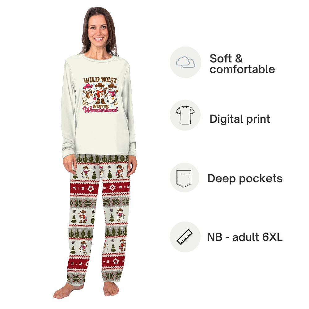 Winter Wild West Wonderland with Snowman Family Dog Christmas Pajamas Winter Wild West Wonderland with Snowman Family Dog Christmas Pajamas