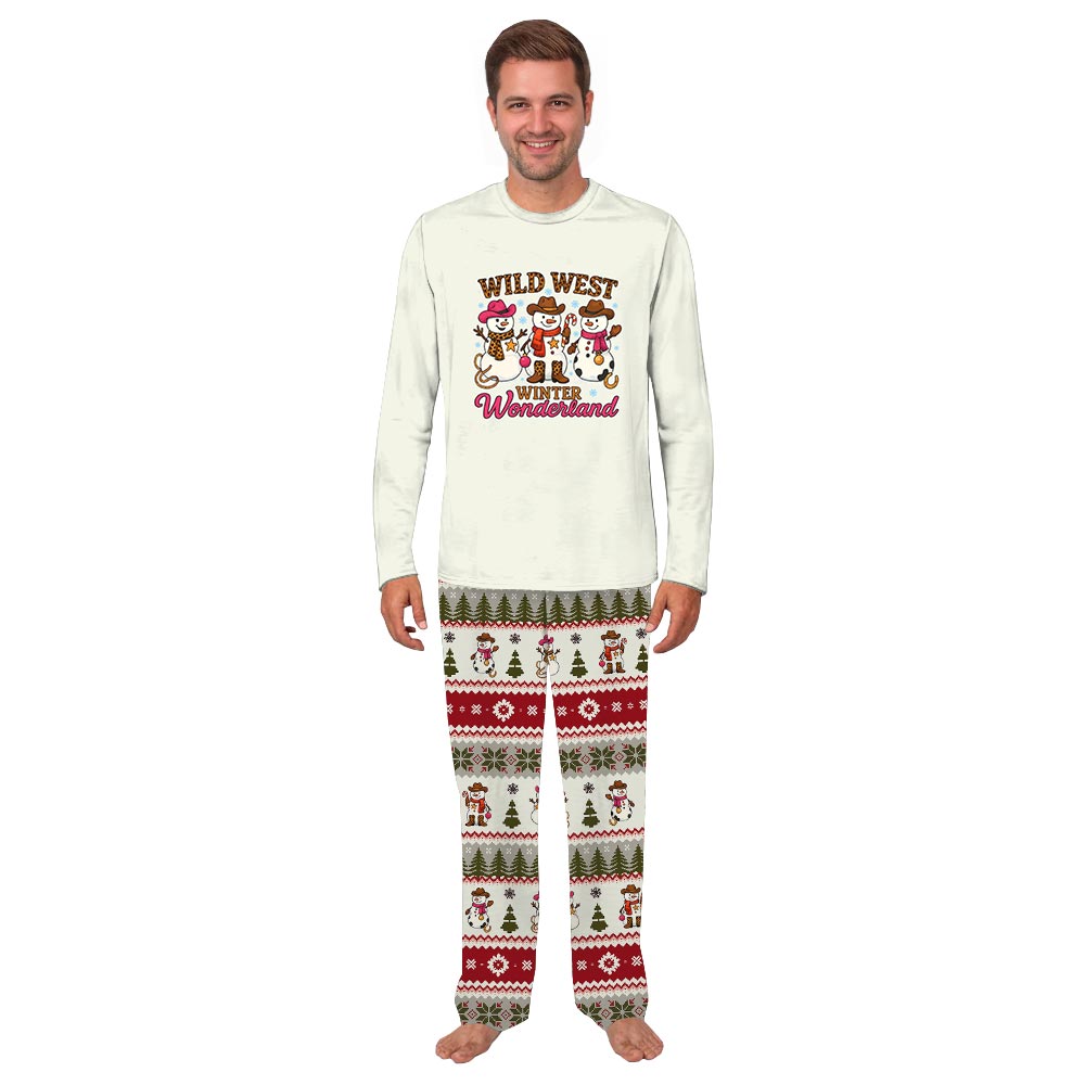 Winter Wild West Wonderland with Snowman Family Dog Christmas Pajamas Winter Wild West Wonderland with Snowman Family Dog Christmas Pajamas