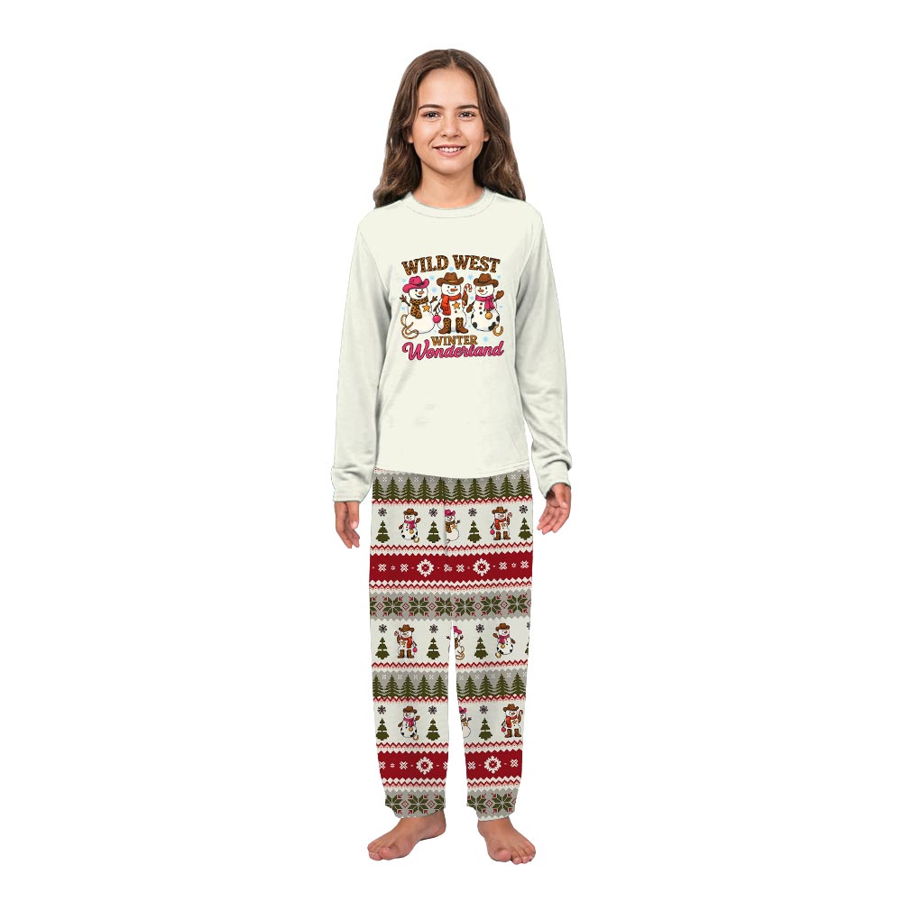 Winter Wild West Wonderland with Snowman Family Dog Christmas Pajamas Winter Wild West Wonderland with Snowman Family Dog Christmas Pajamas