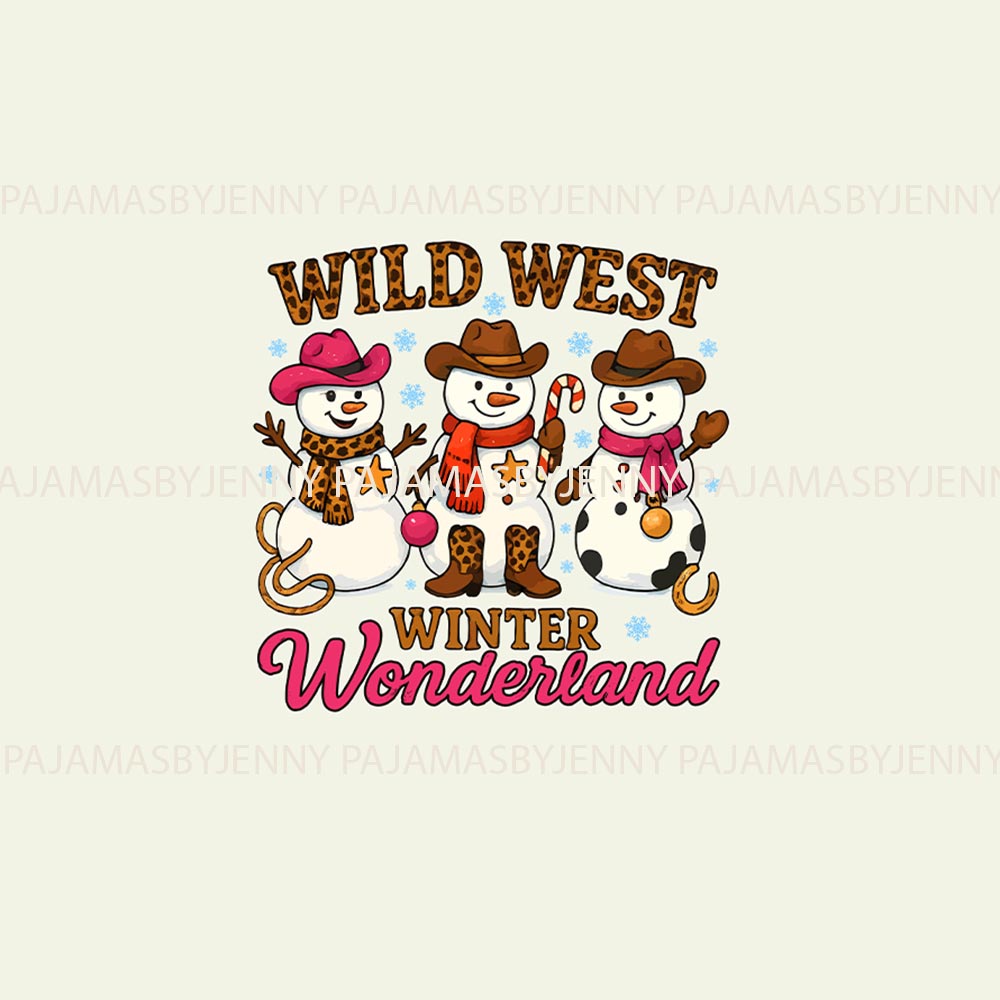 Winter Wild West Wonderland with Snowman Family Dog Christmas Pajamas Winter Wild West Wonderland with Snowman Family Dog Christmas Pajamas