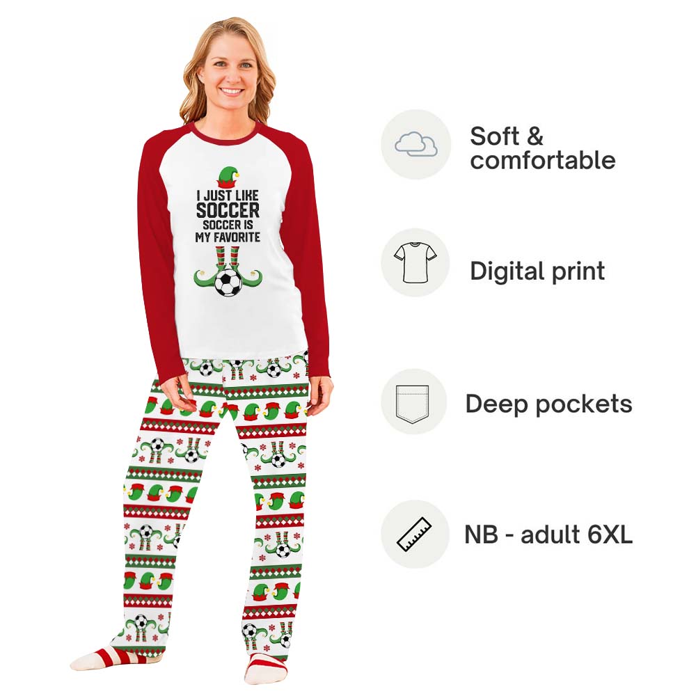 Christmas Elf Soccer Team Pajamas With Pockets Christmas Elf Soccer Team Pajamas With Pockets