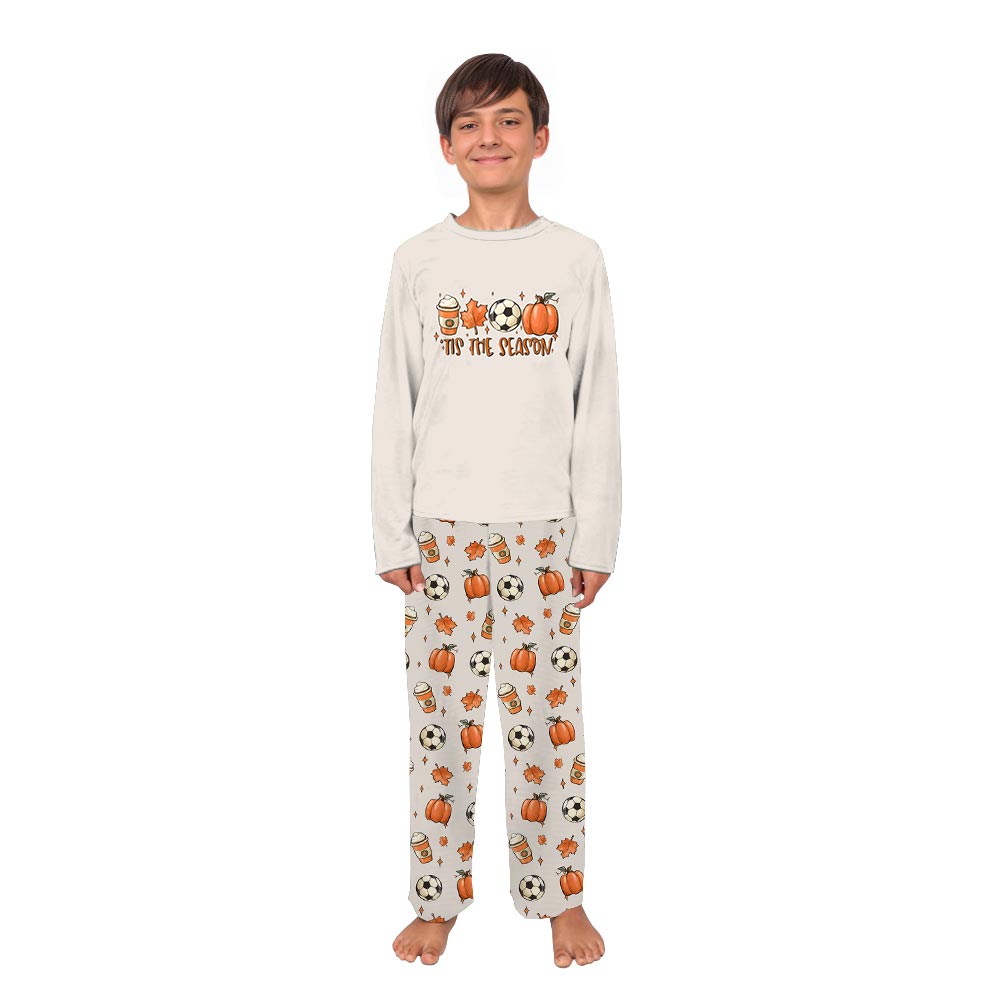 Cream Soccer Tis The Season Quote Family Matching Christmas PJs