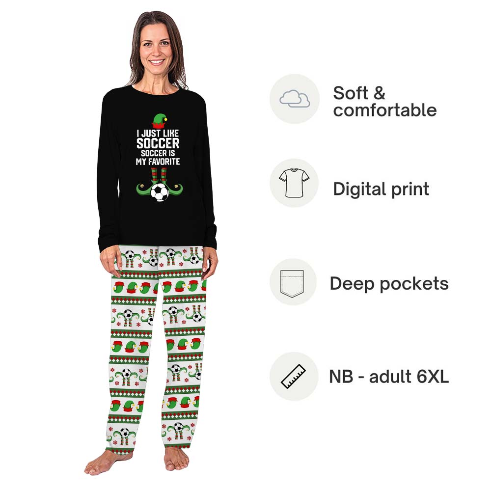 Elf And Soccer Christmas Pajamas For The Whole Family With Plus Sizes