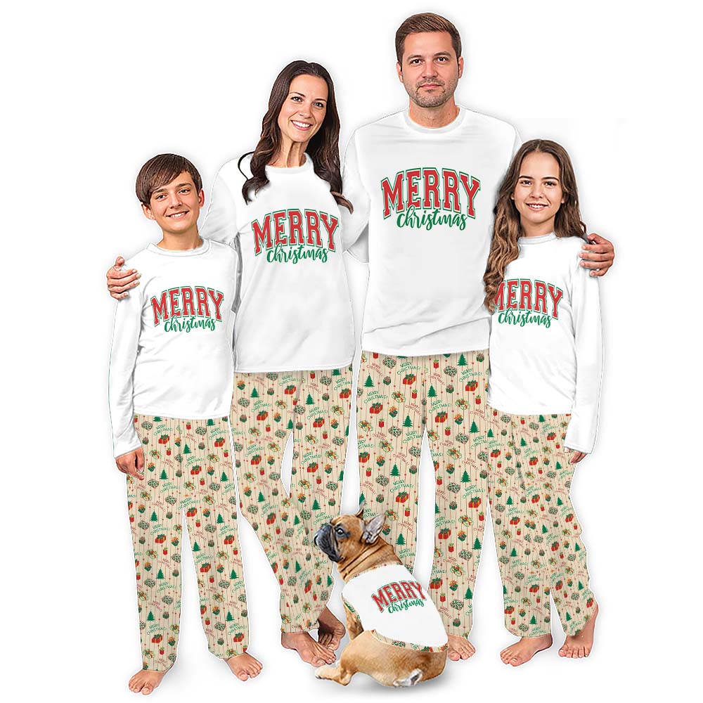 Merry Christmas Matching Pjs For Family And Dog