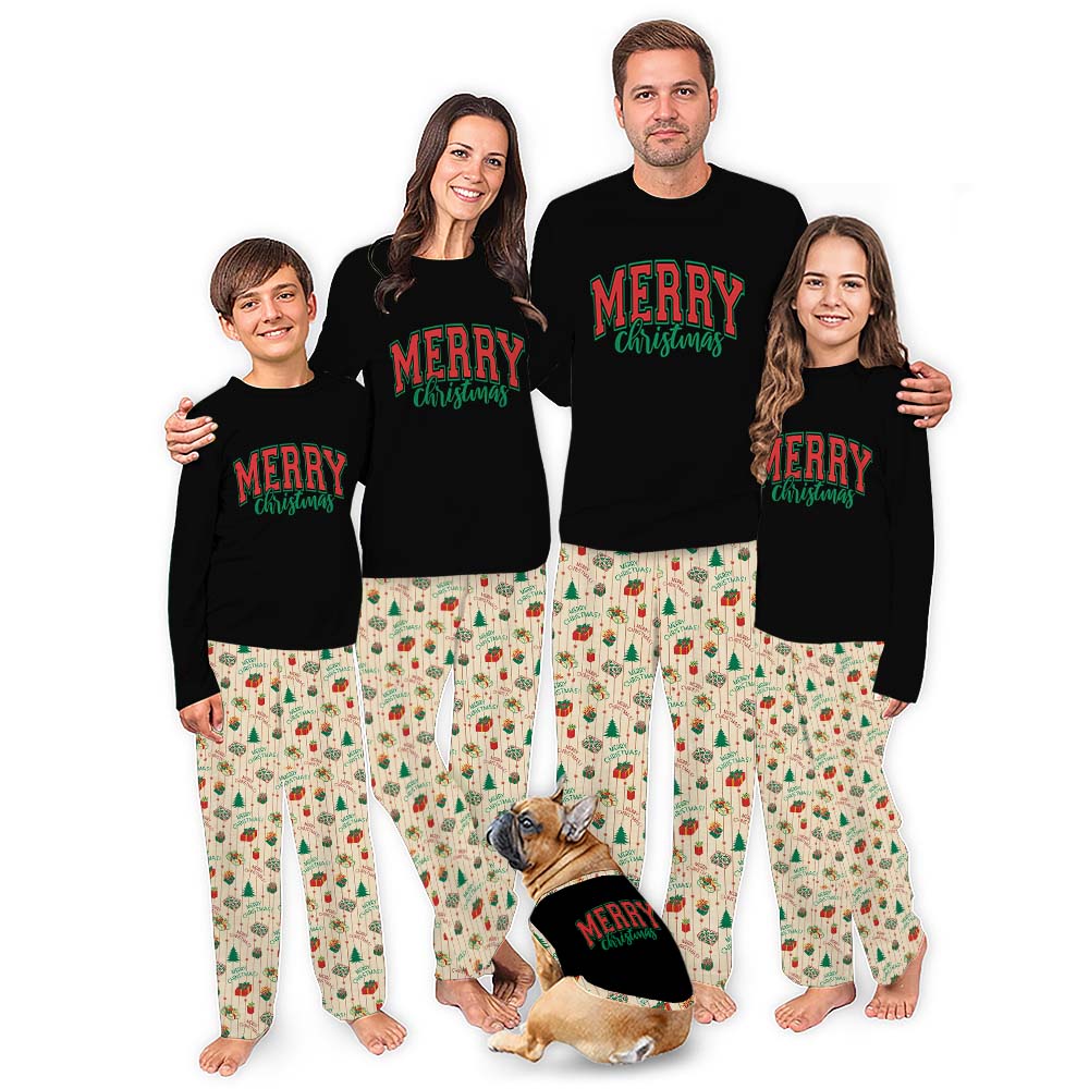 Merry Christmas Matching Pjs For Family And Dog