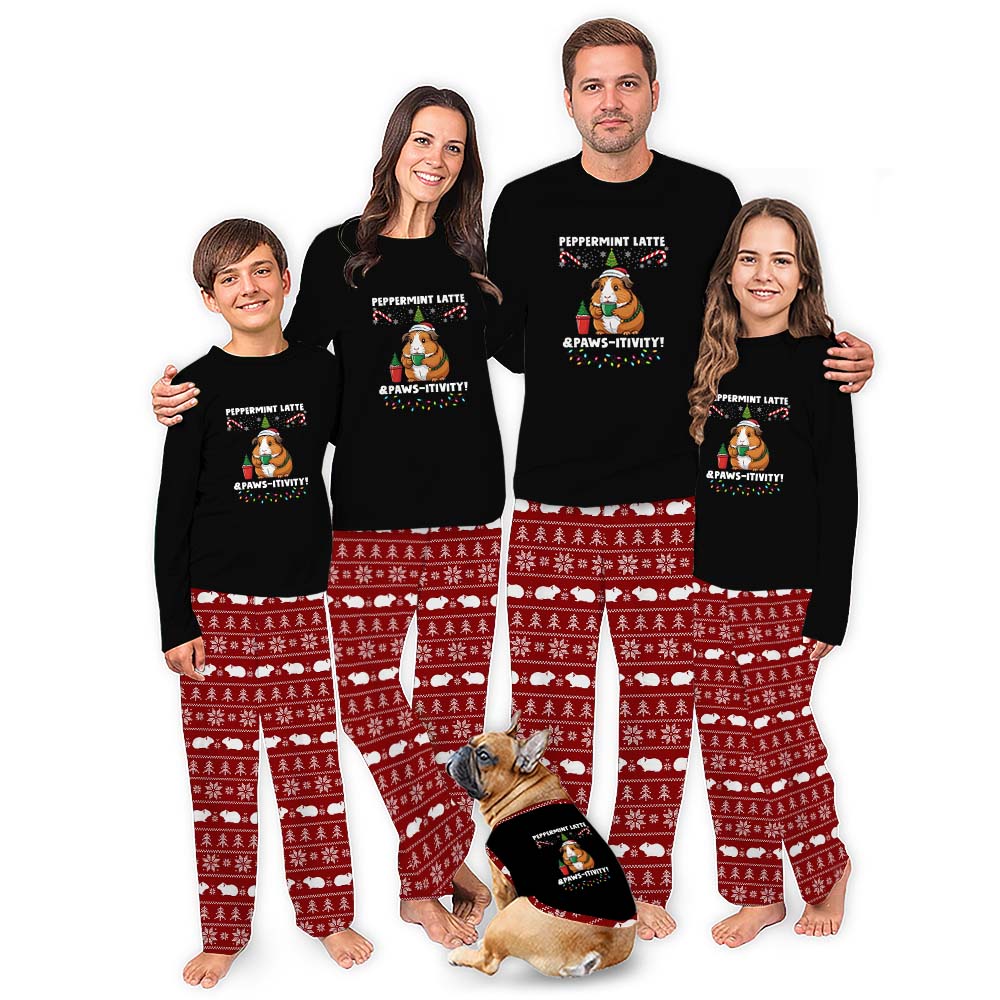 Cute Guinea Pig Christmas Pajamas With Customizable Sayings
