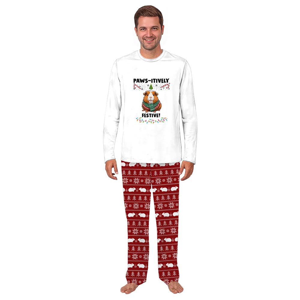 Cute Guinea Pig Christmas Pajamas With Customizable Sayings