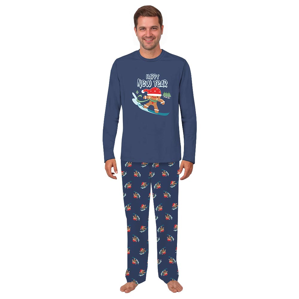 Cute Gingerbread Skiing Christmas Family Pajamas