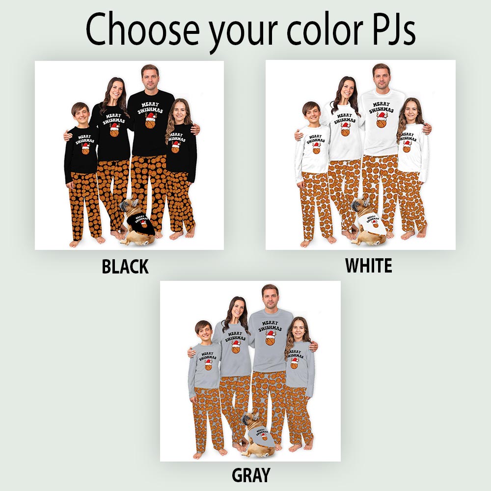 Funny Merry Swishmas Basketball Matching Family And Dog Pajamas Funny Merry Swishmas Basketball Matching Family And Dog Pajamas