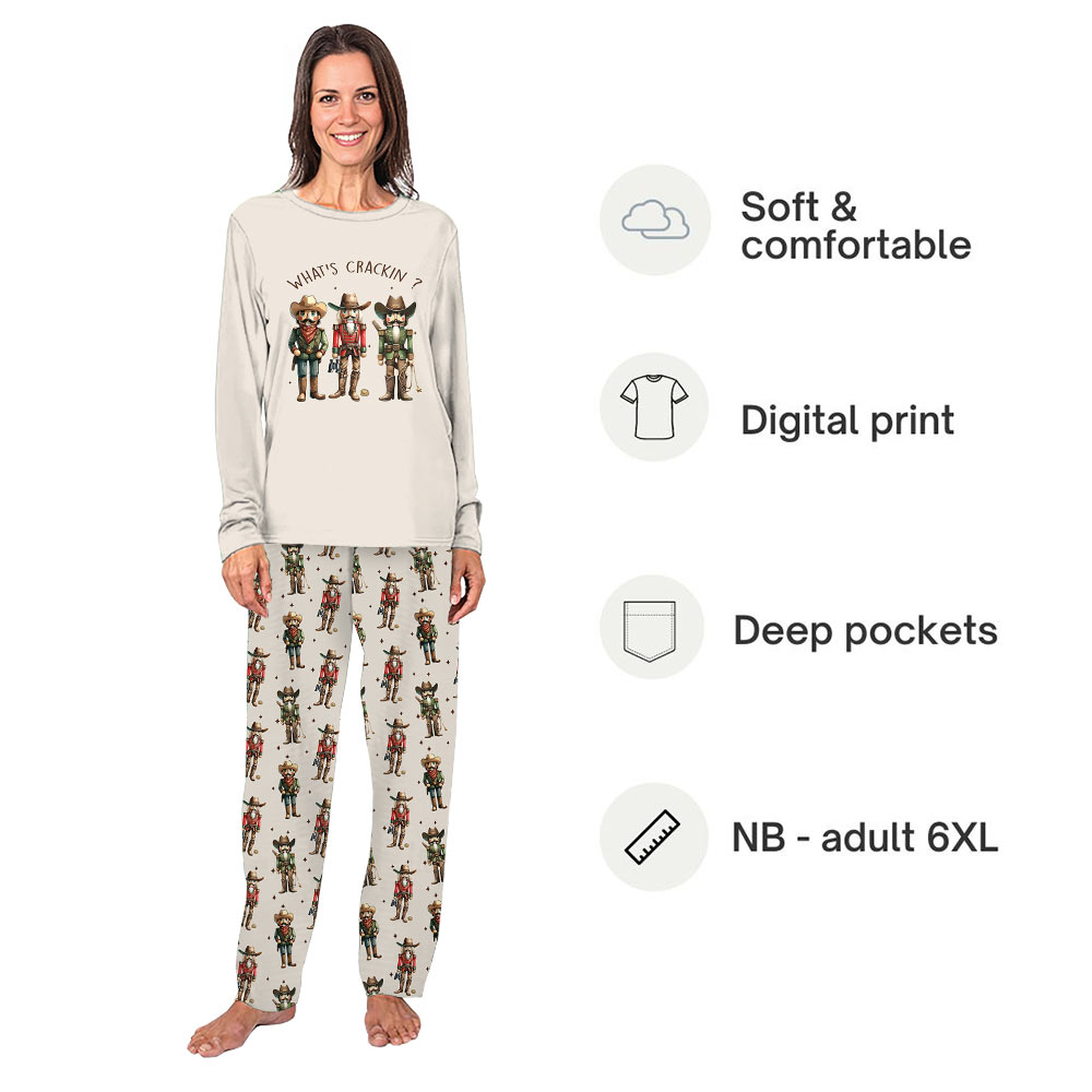Cream Western Nutcracker Family Pajamas Matching Christmas