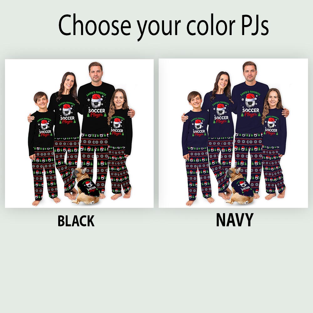 Santa Favorite Soccer Player Matching Family Christmas Pajamas