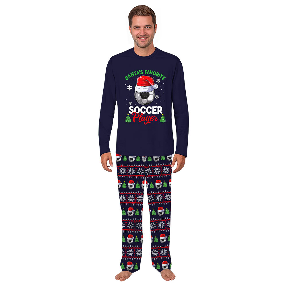 Santa Favorite Soccer Player Matching Family Christmas Pajamas