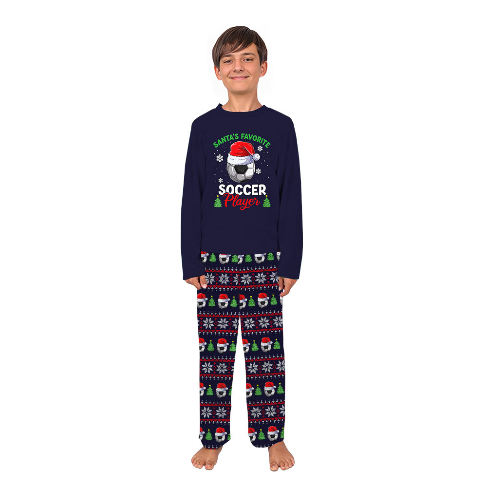 Santa Favorite Soccer Player Matching Family Christmas Pajamas