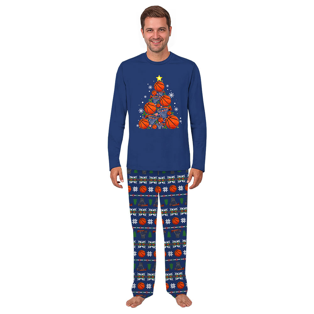 Christmas Tree Basketball Family Matching Pajamas With Dog