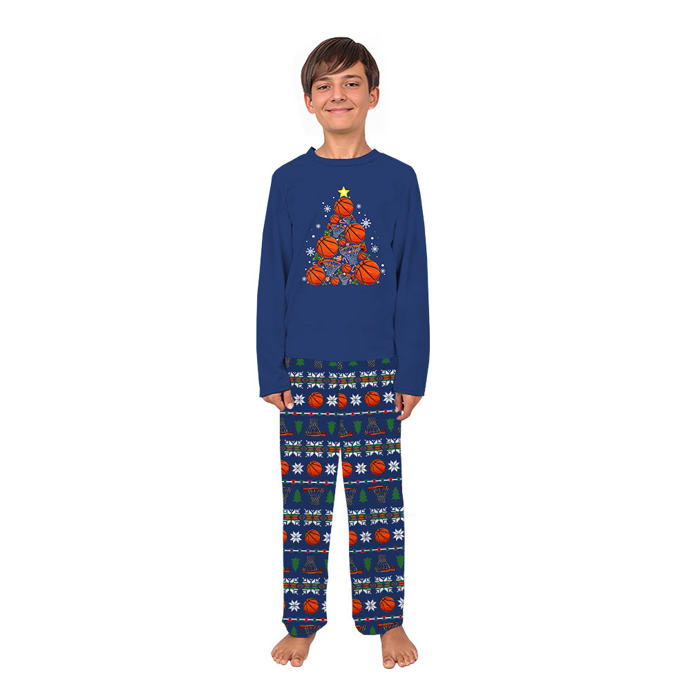 Christmas Tree Basketball Family Matching Pajamas With Dog