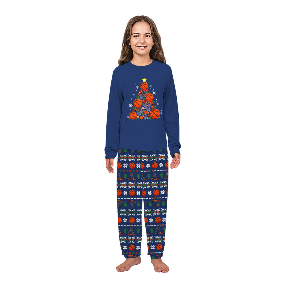 Christmas Tree Basketball Family Matching Pajamas With Dog