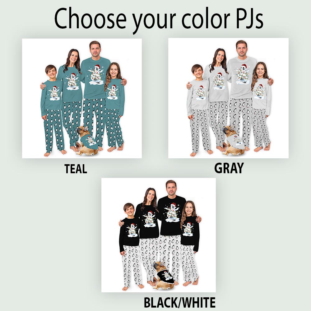 Cute Penguin Christmas Pajamas Matching Family and Dog