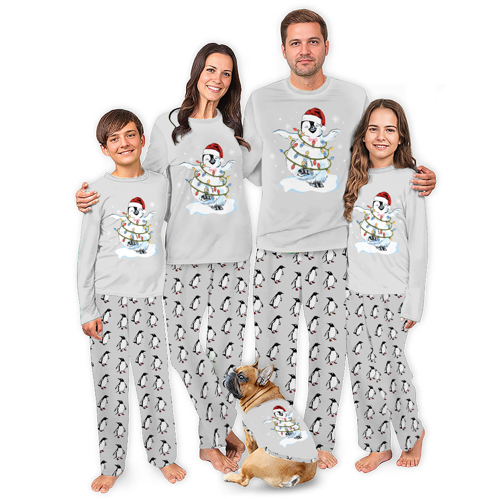 Cute Penguin Christmas Pajamas Matching Family and Dog