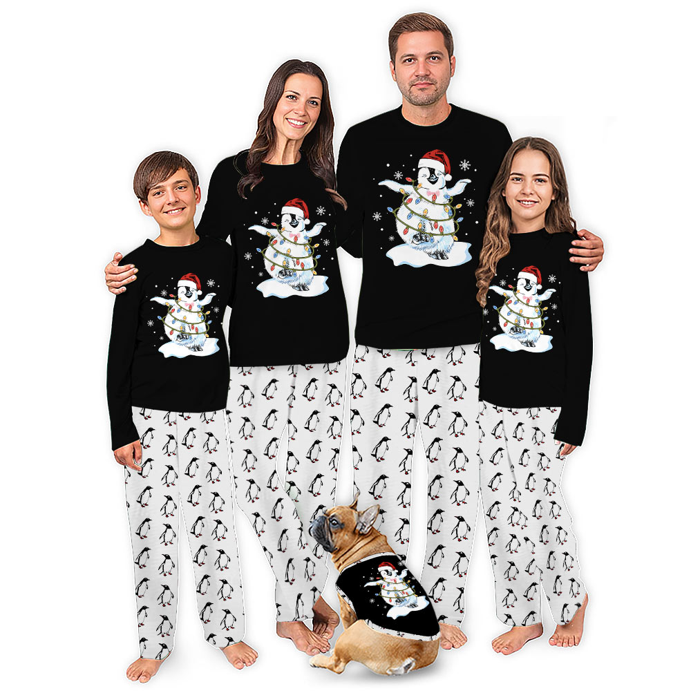 Cute Penguin Christmas Pajamas Matching Family and Dog