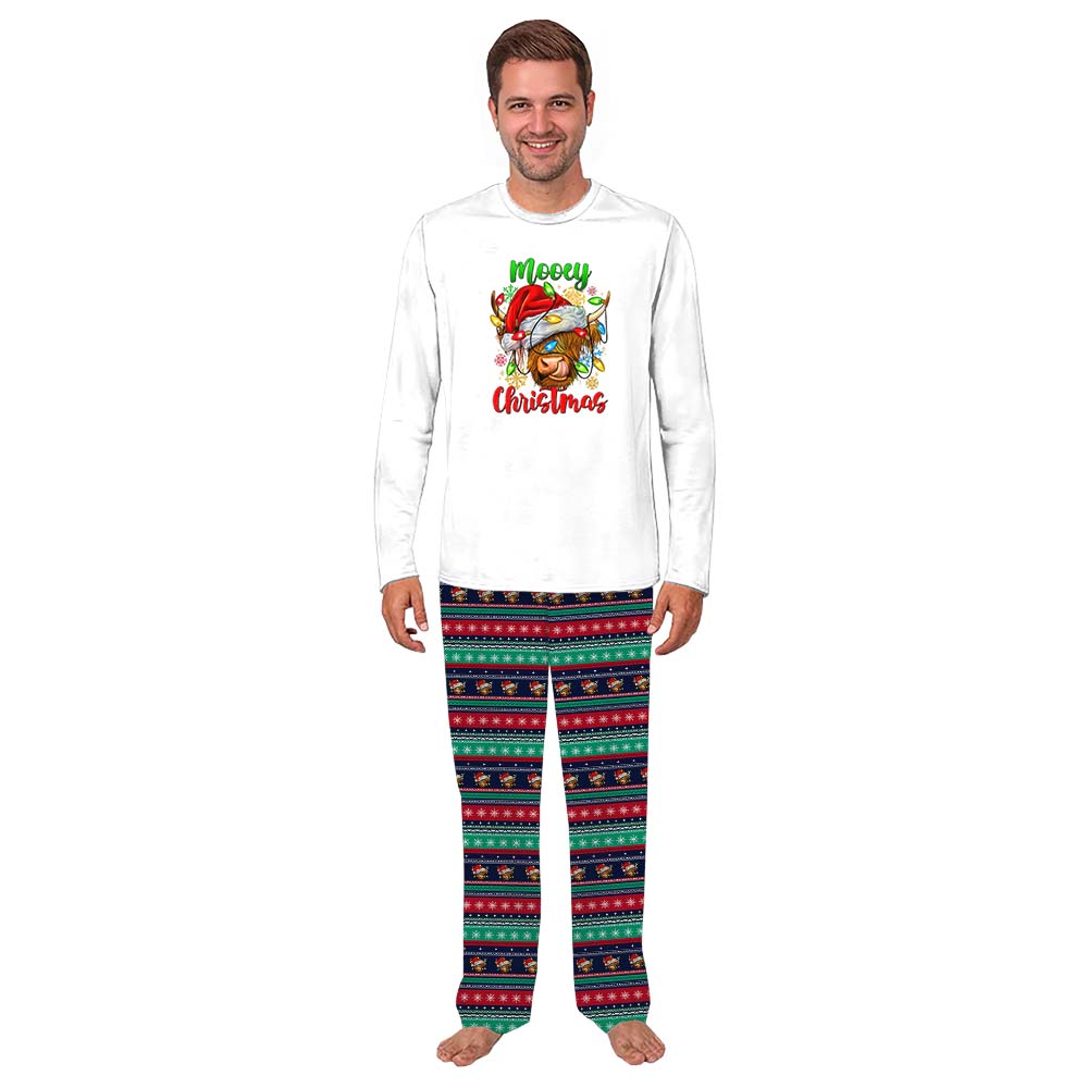 Highland Cow Ugly Christmas Pajamas Family With Pockets