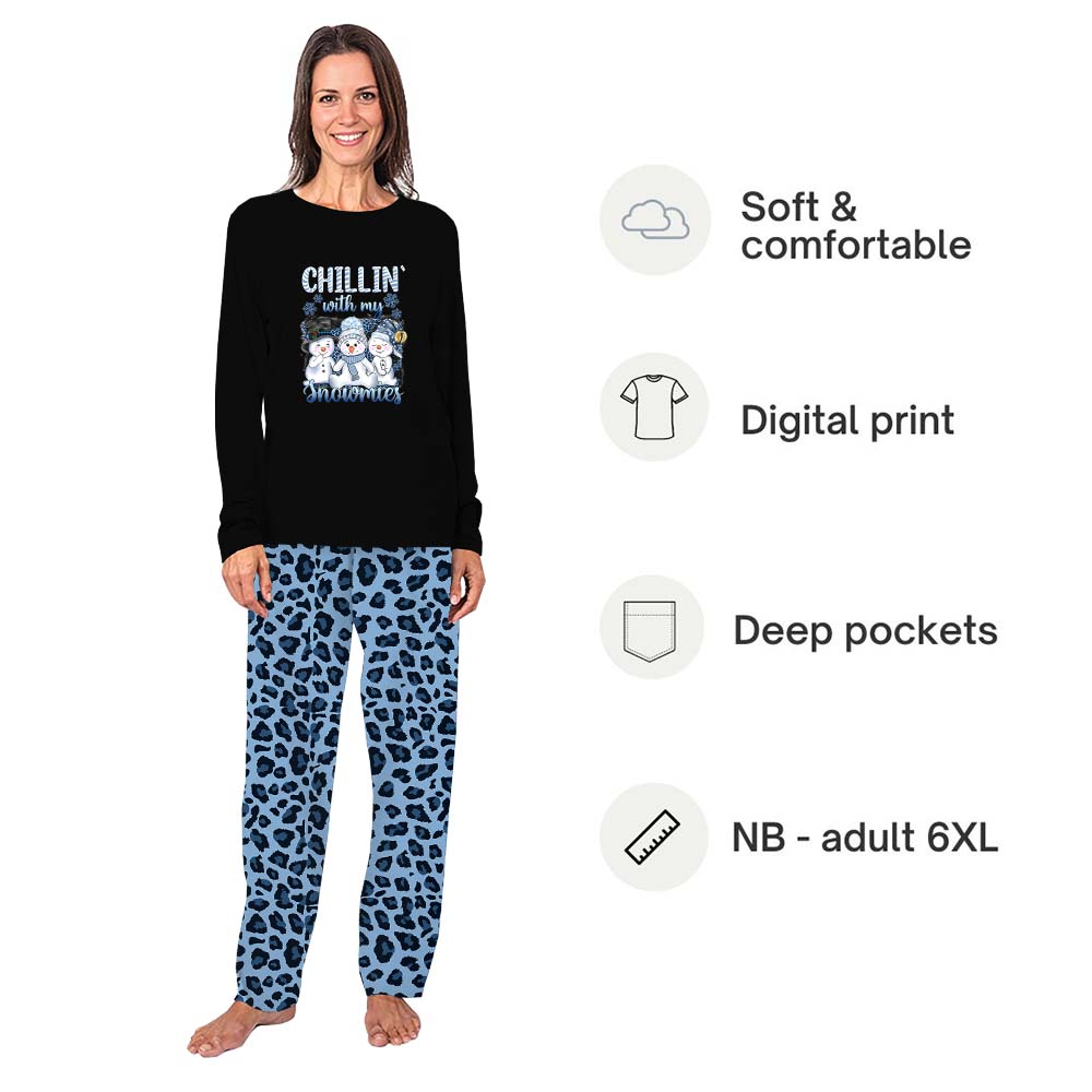 Cute Matching Pajama Sets Saying Chillin With My Snowmies