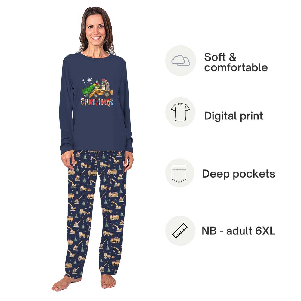 Christmas Excavator Family Matching Pjs Set With Plus Sizes Christmas Excavator Family Matching Pjs Set With Plus Sizes