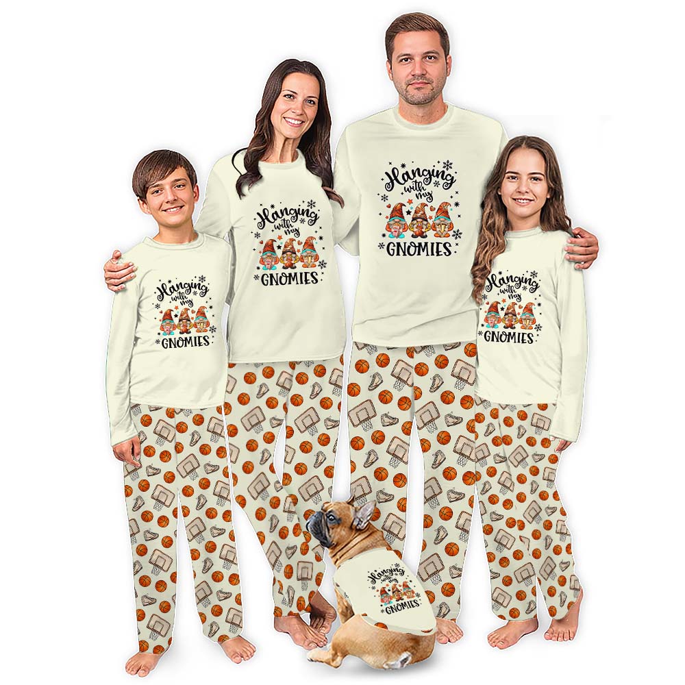 Funny Hangin With My Gnomies Basketball Christmas Pajamas With Plus Sizes