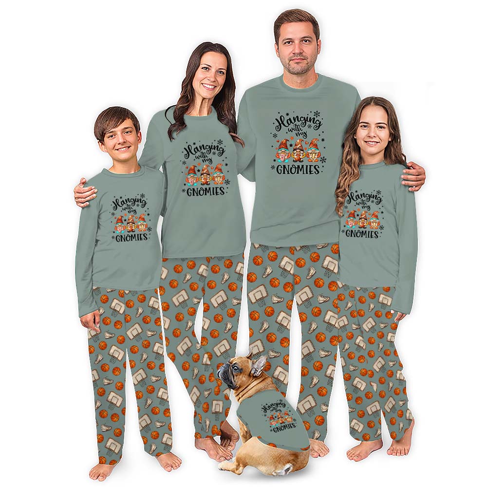 Funny Hangin With My Gnomies Basketball Christmas Pajamas With Plus Sizes
