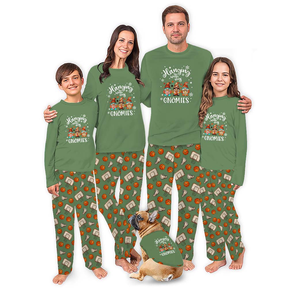 Funny Hangin With My Gnomies Basketball Christmas Pajamas With Plus Sizes
