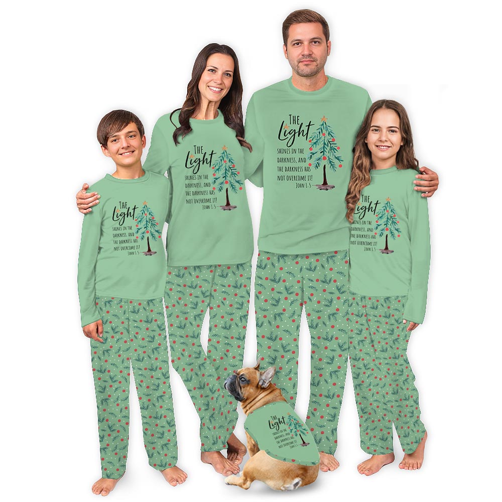 The Light Shines in The Darkness Bible Quote Pajamas For Family The Light Shines in The Darkness Bible Quote Pajamas For Family