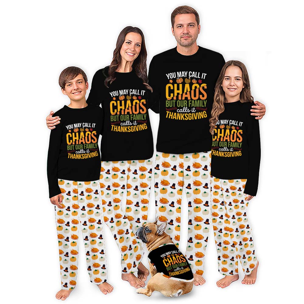 Funny Thanksgiving Pajamas For Family With Dog Funny Thanksgiving Pajamas For Family With Dog