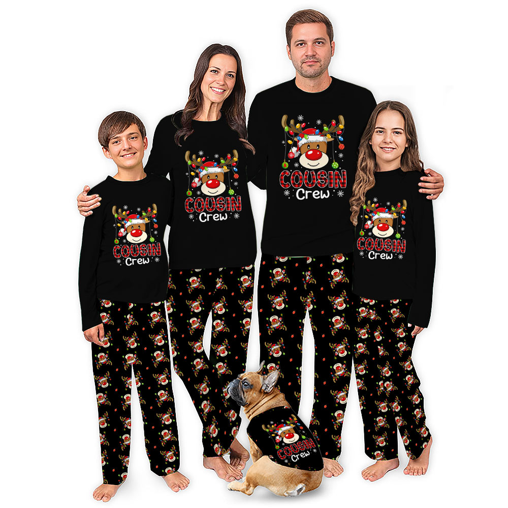 Reindeer Cousin Crew Christmas Pajamas Matching Family And Dog Reindeer Cousin Crew Christmas Pajamas Matching Family And Dog