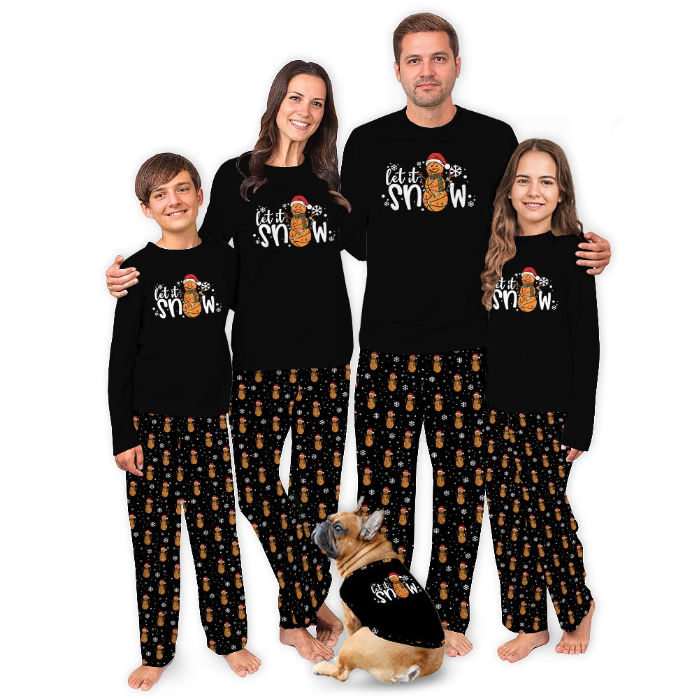 Basketball Snowman with Let It Snow Quote Matching Xmas Pajamas