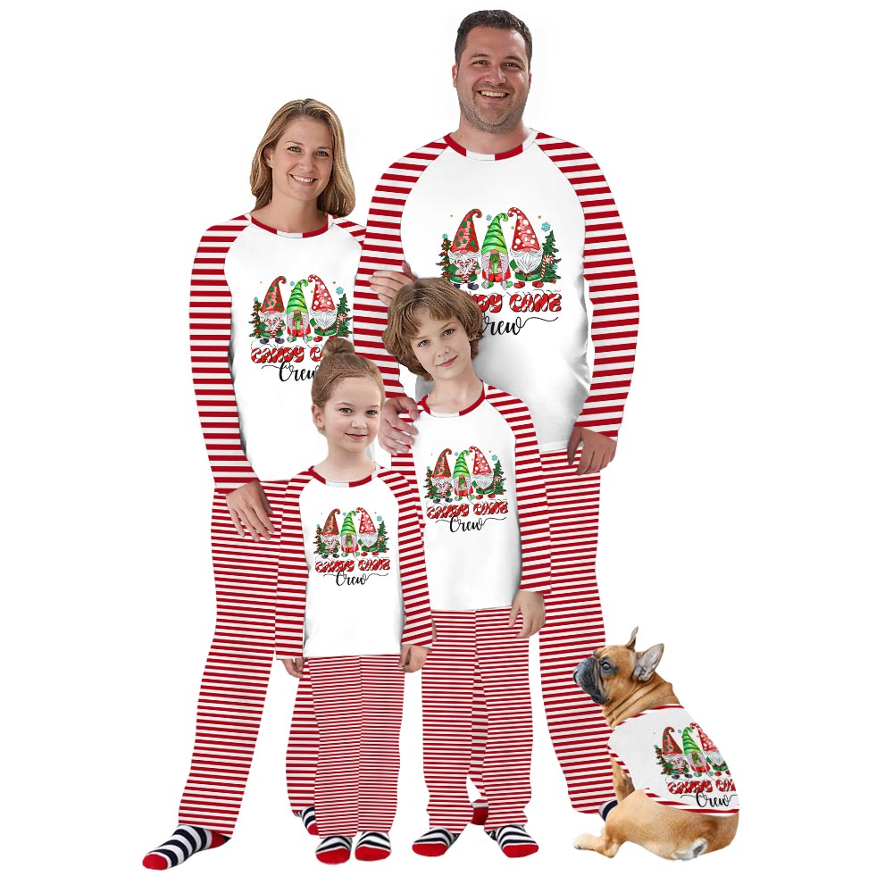 Gnomes with Candy Cane Crew Pajama Set Christmas Family Gnomes with Candy Cane Crew Pajama Set Christmas Family