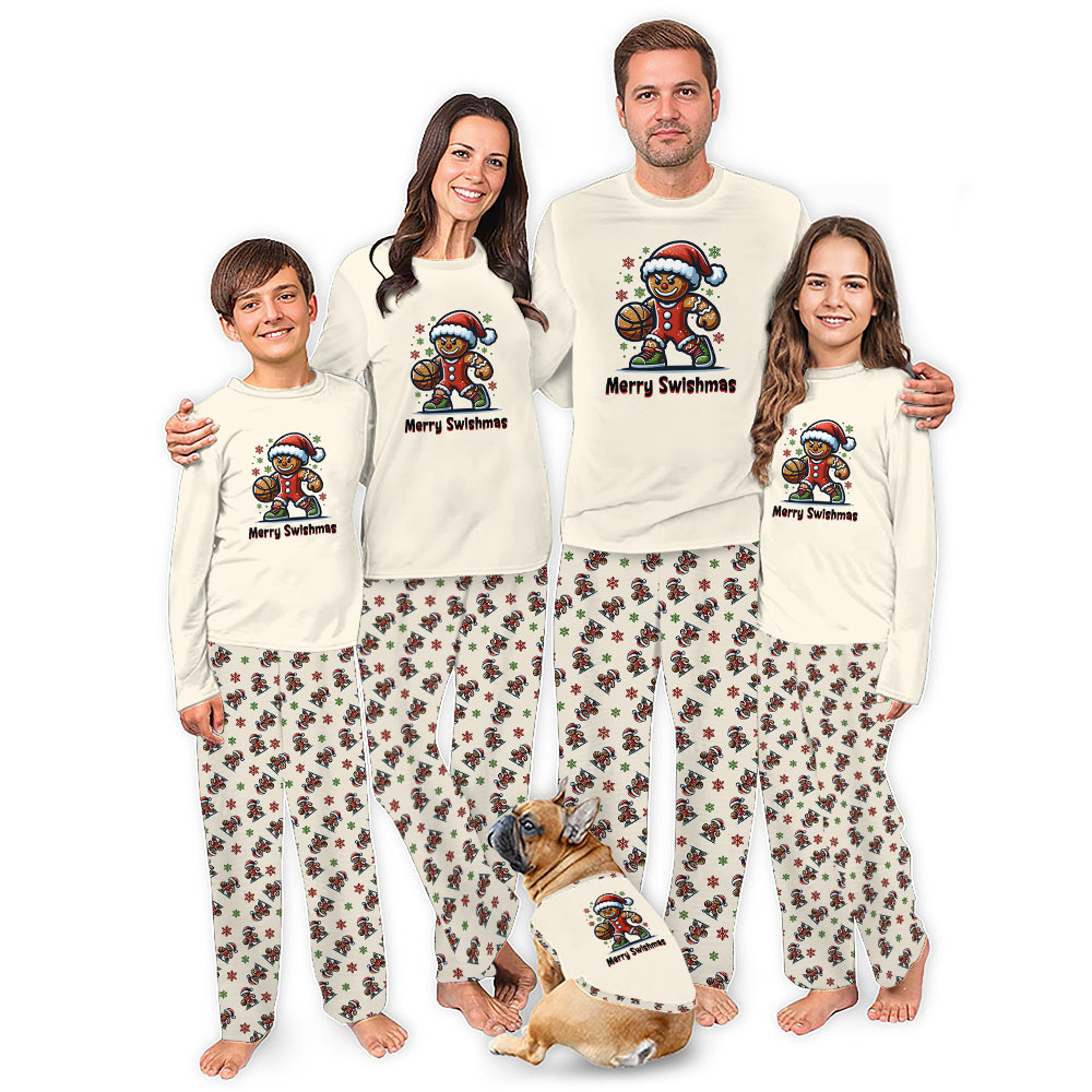 Gingerbread Basketball Player Merry Christmas Pajamas With Dog Gingerbread Basketball Player Merry Christmas Pajamas With Dog