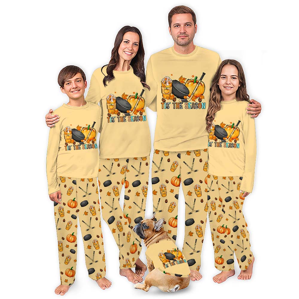 Thanksgiving Hockey Family Matching Pajamas Saying Tis The Season Thanksgiving Hockey Family Matching Pajamas Saying Tis The Season