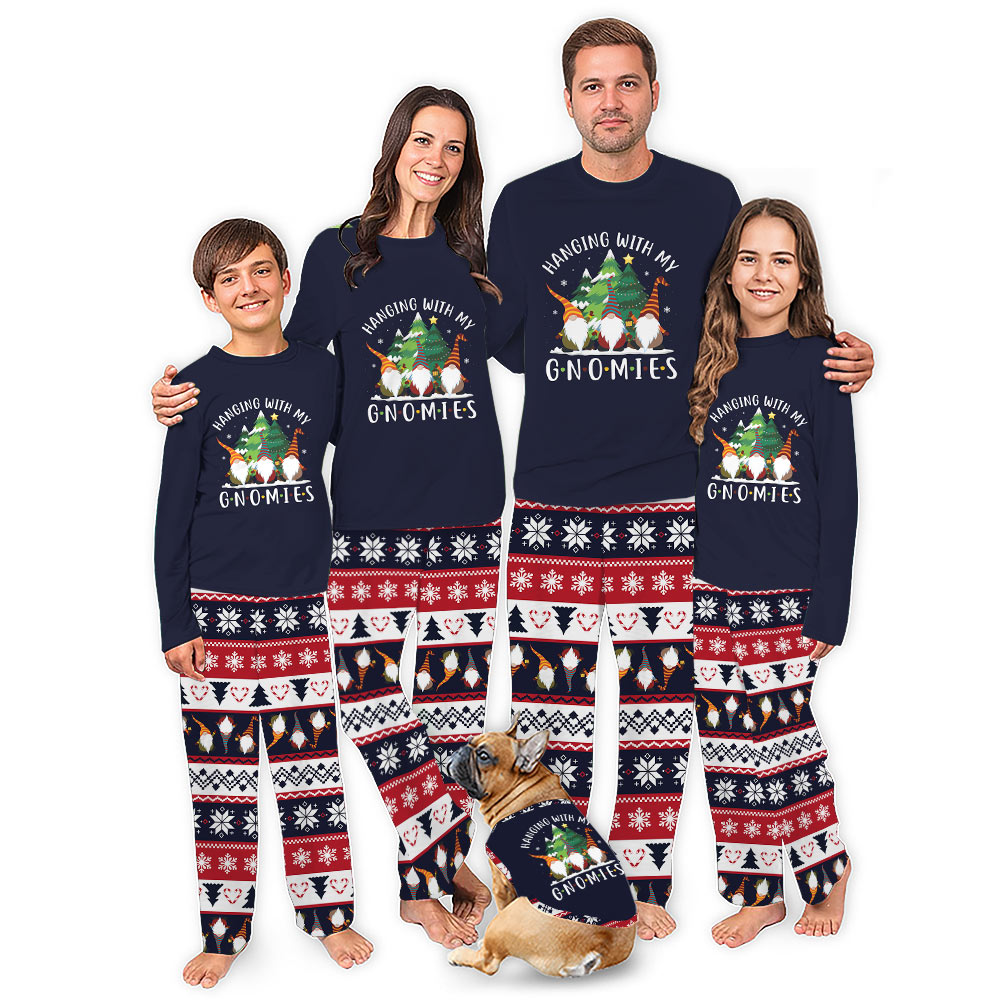 Cute Ugly Christmas Family Pajamas Hanging With My Gnomies