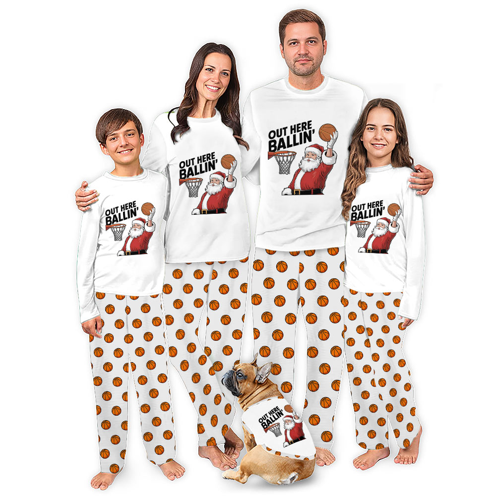 Ugly Out here Ballin Basketball Santa Player Christmas Pajamas Ugly Out here Ballin Basketball Santa Player Christmas Pajamas