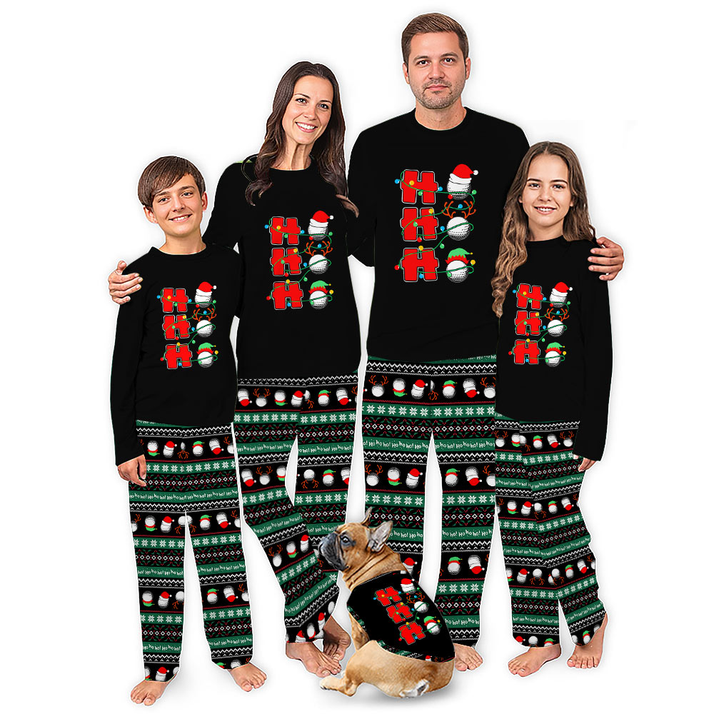 Ho Ho Ho Golf Ugly Christmas Pajamas Matching Family And Dog Ho Ho Ho Golf Ugly Christmas Pajamas Matching Family And Dog