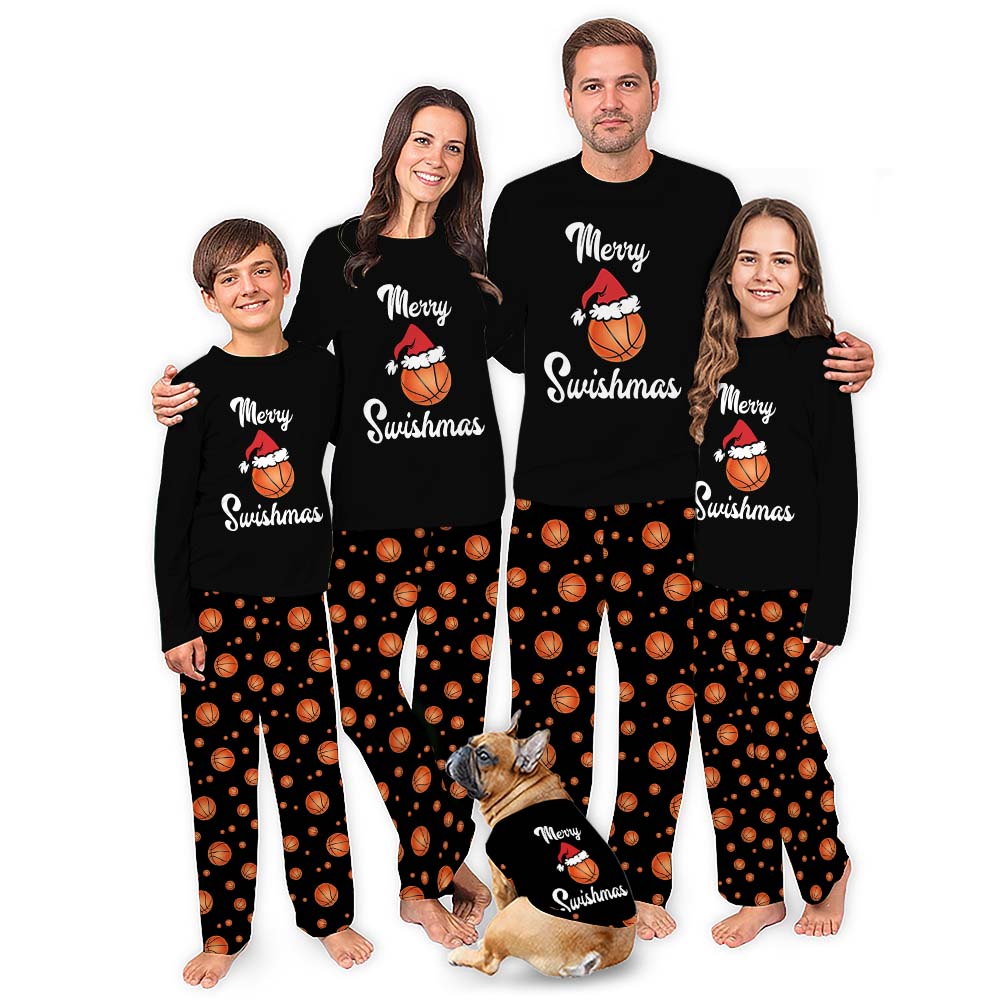 Basketball Christmas Pajamas Saying Merry Swishmas All Sizes