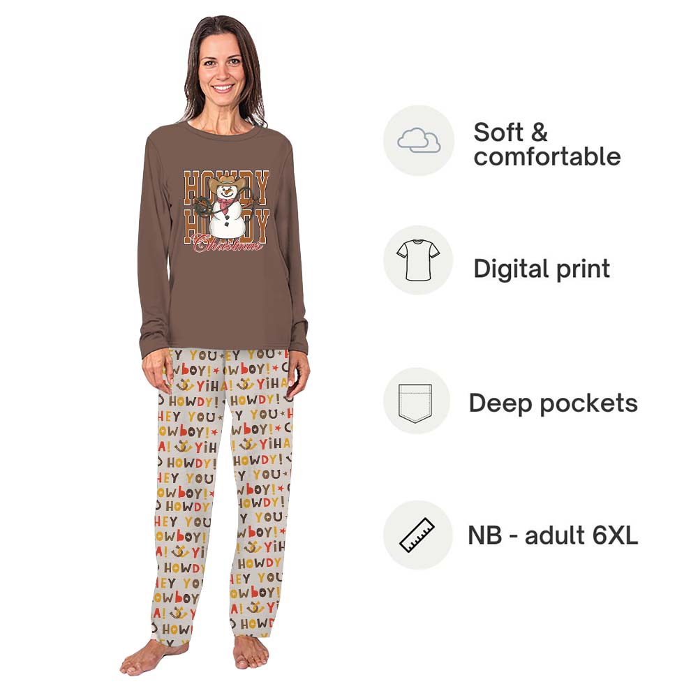 Snowman Cowboy Christmas Pajamas For Dogs And Family