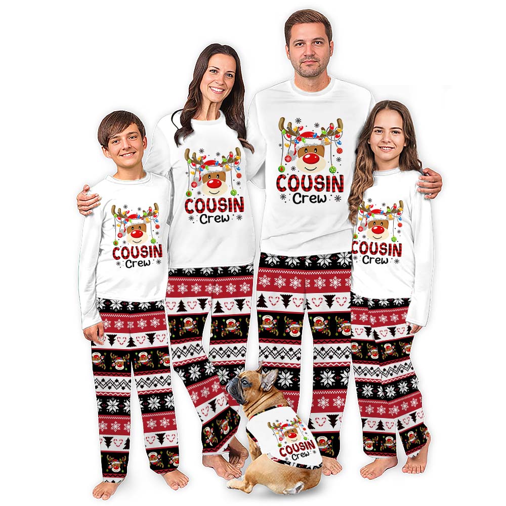 Ugly Cousin Crew Matching Pajamas With Cute Christmas Rudolph