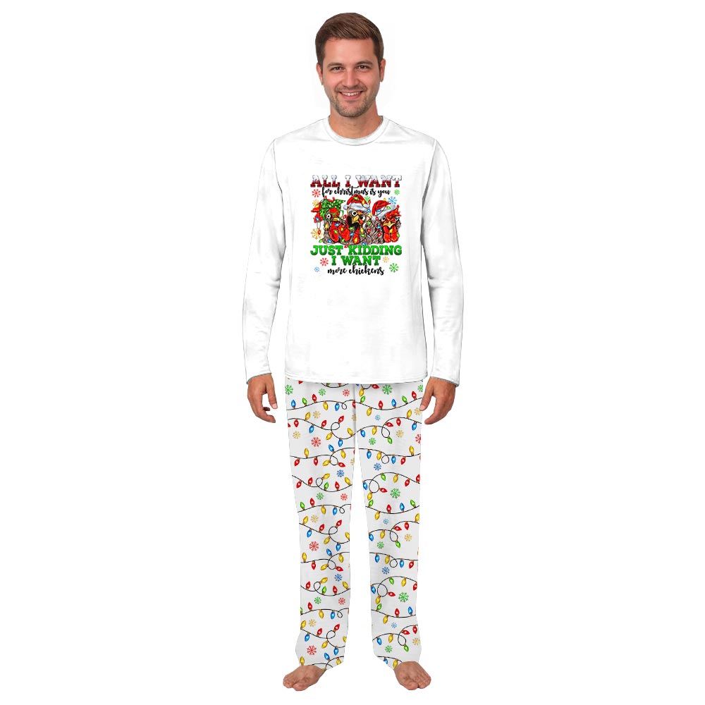 Just Kidding I Want More Chickens Quote Matching Family Pajamas