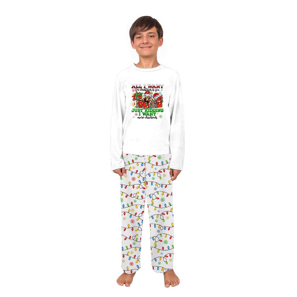 Just Kidding I Want More Chickens Quote Matching Family Pajamas