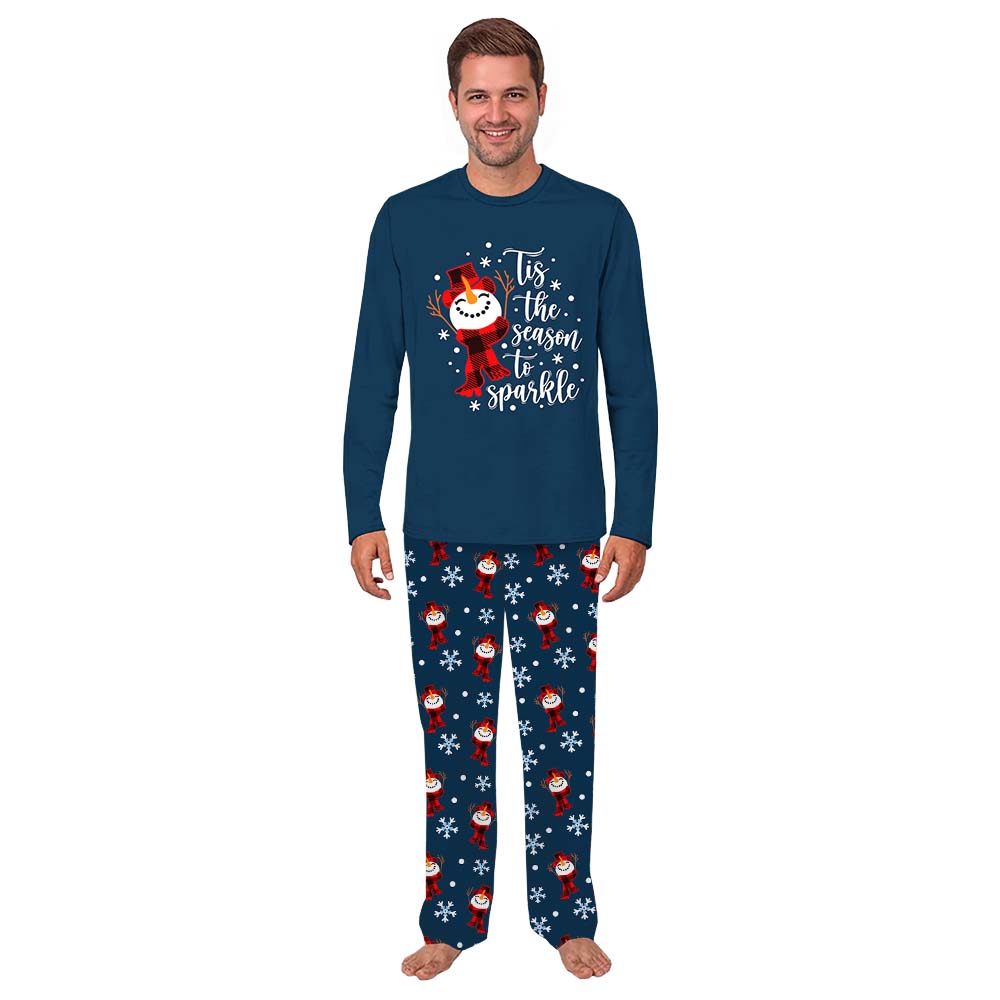 Tis The Season To Sparkle Family Matching Christmas Pajamas With Snowman Tis The Season To Sparkle Family Matching Christmas Pajamas With Snowman