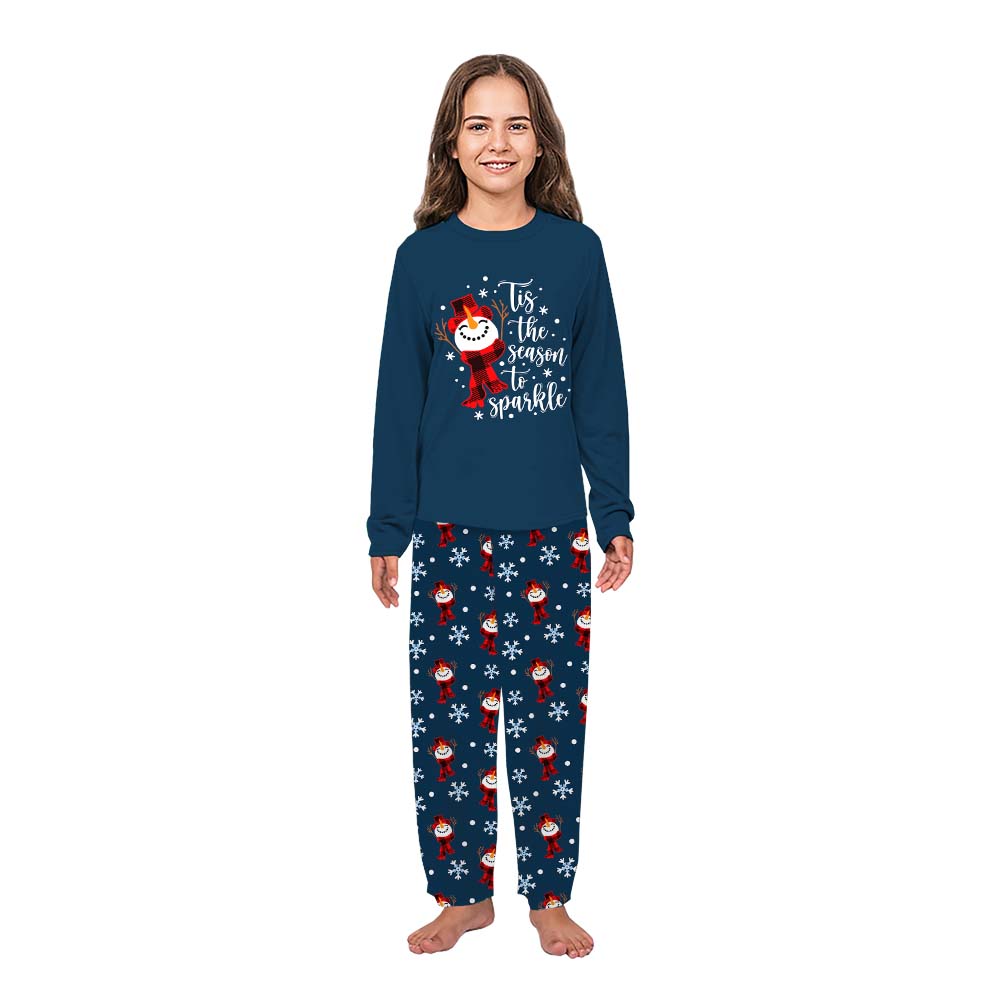 Tis The Season To Sparkle Family Matching Christmas Pajamas With Snowman Tis The Season To Sparkle Family Matching Christmas Pajamas With Snowman
