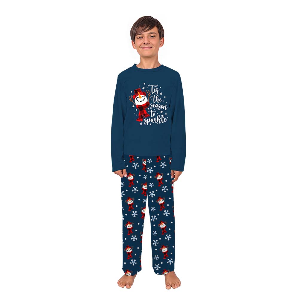 Tis The Season To Sparkle Family Matching Christmas Pajamas With Snowman Tis The Season To Sparkle Family Matching Christmas Pajamas With Snowman